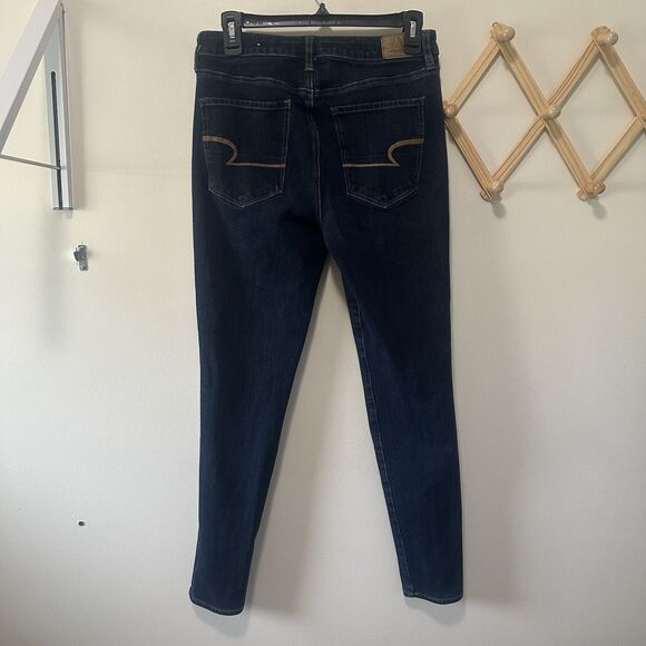 American Eagle Super Stretch Dark Denim Skinny Jeans Size 8 Regular - Picture 4 of 7